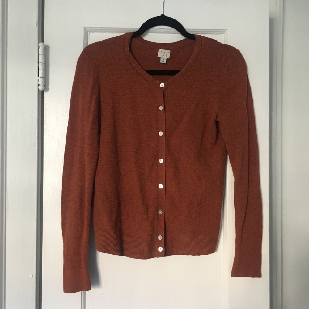 A New Day warm brown button down cardigan SM